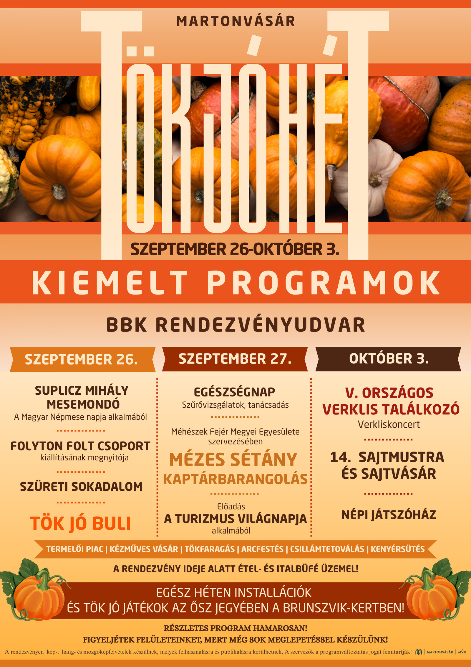 a TÖK JÓ HÉT PROGRAMJAI SZEPTEMBER 26-27. ÉS OKTÓBER 3.