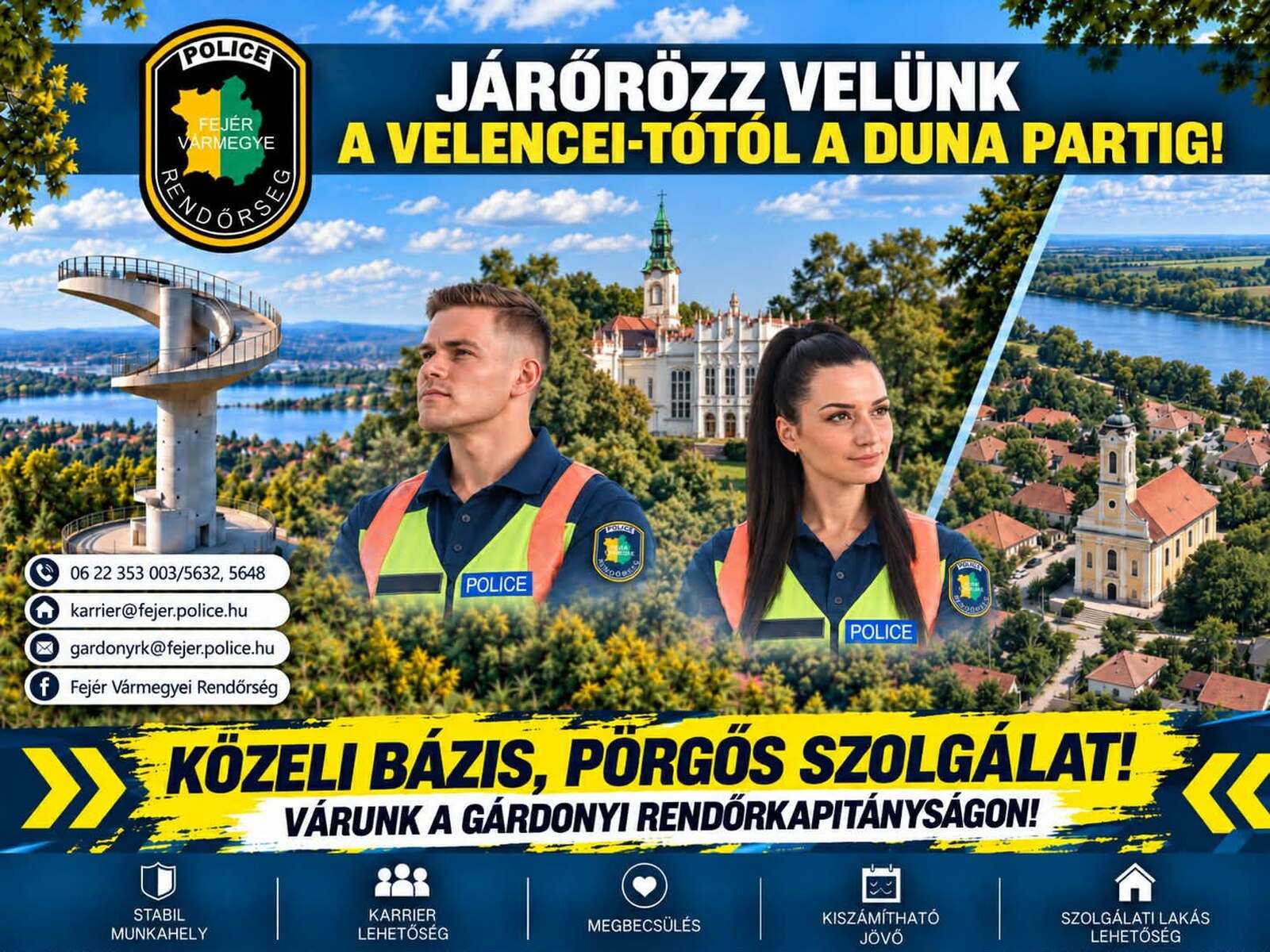 álláslehetőség a Gárdonyi Rendőrkapitányságon rendőrjárőr