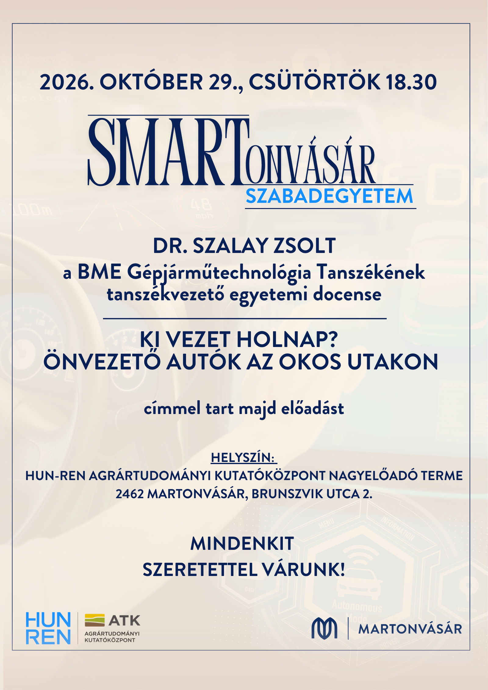 Smartonvásár - Ki vezet holnap? 2026. október 29. csütörtök 18:30